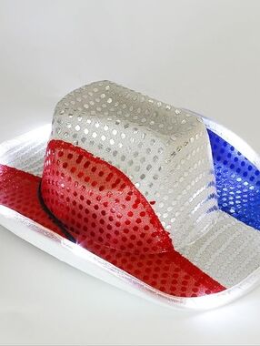 Sequin Cowboy Hat in Red, White & Blue